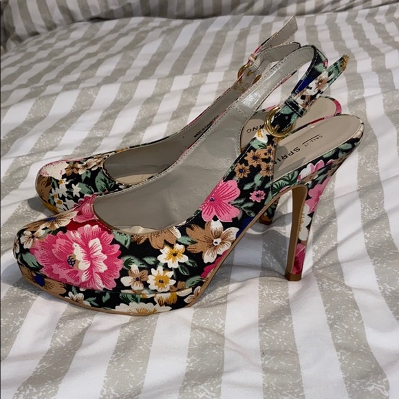 Call It Spring Floral Sling Back Heels, Sz 8 - Picture 8 of 8